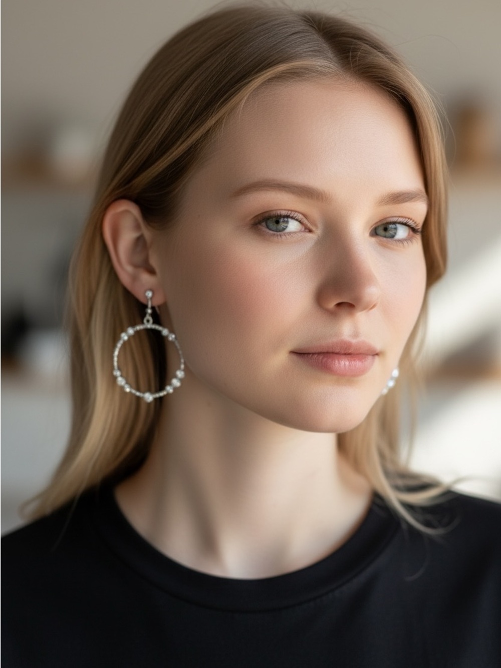 Delicate Silver Pearl Hoop Earrings - Women Jewelry Earrings